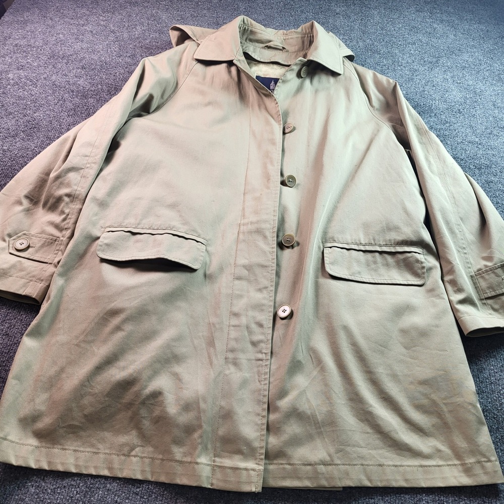 London Fog Womens Beige Trench Coat Hooded Removable Liner Size M Medium